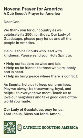 Novena Prayer Card - Cub Scout Version